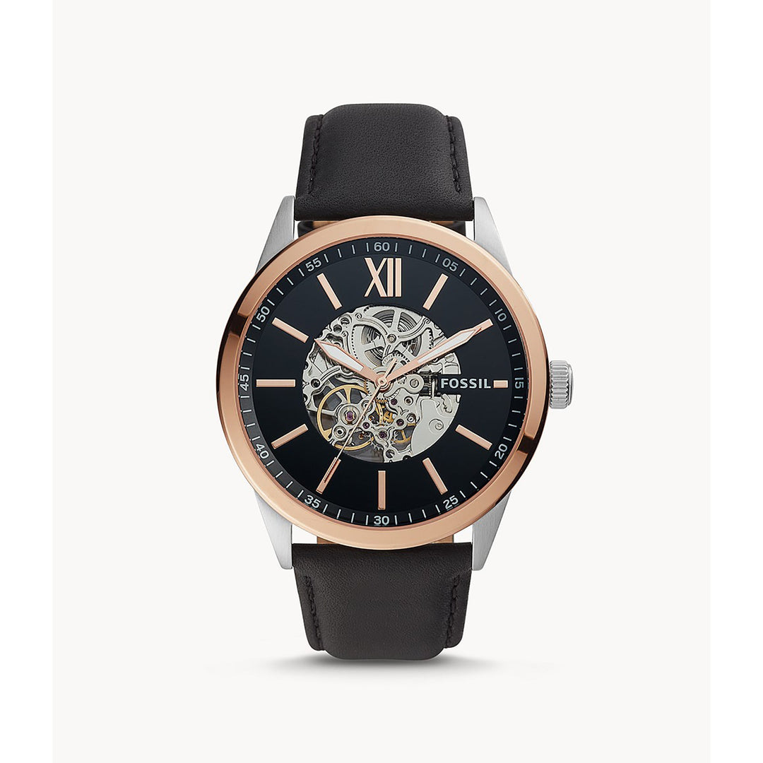 Fossil Automatic Men's Watch Gold Plated Leather Strap - BQ2383