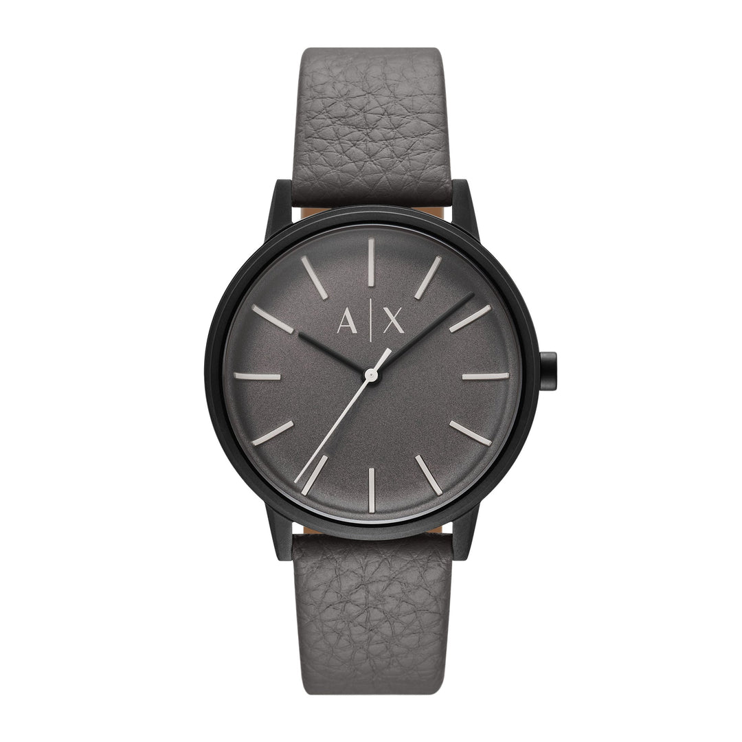 Armani Exchange Men's Three-Hand Gray Leather Watch