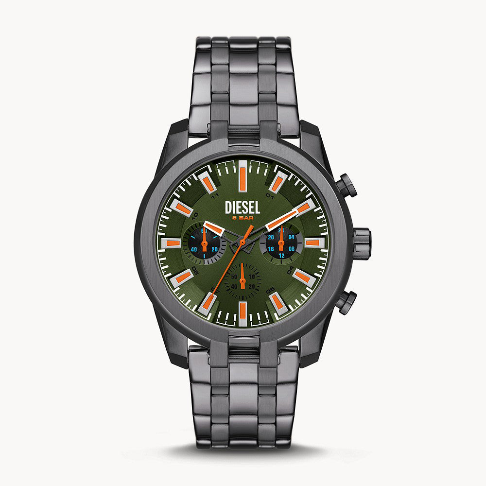 DIESEL SPLIT GUNMETAL MENS STAINLESS STEEL WATCH