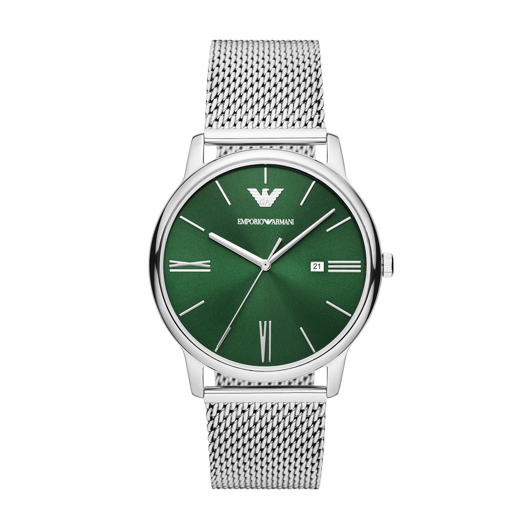 Emporio Armani Three-Hand Date Stainless Steel Mesh Watch