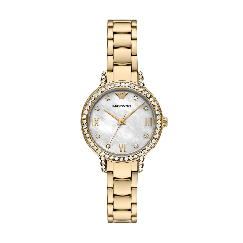 Emporio Armani Three-Hand Gold-Tone Stainless Steel Watch