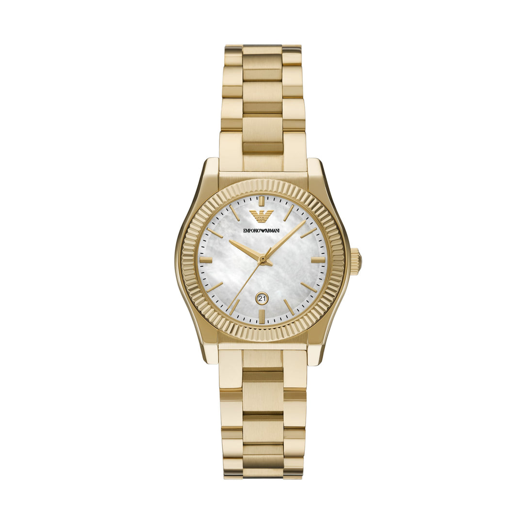 Emporio Armani Three-Hand Date Gold-Tone Stainless Steel Watch