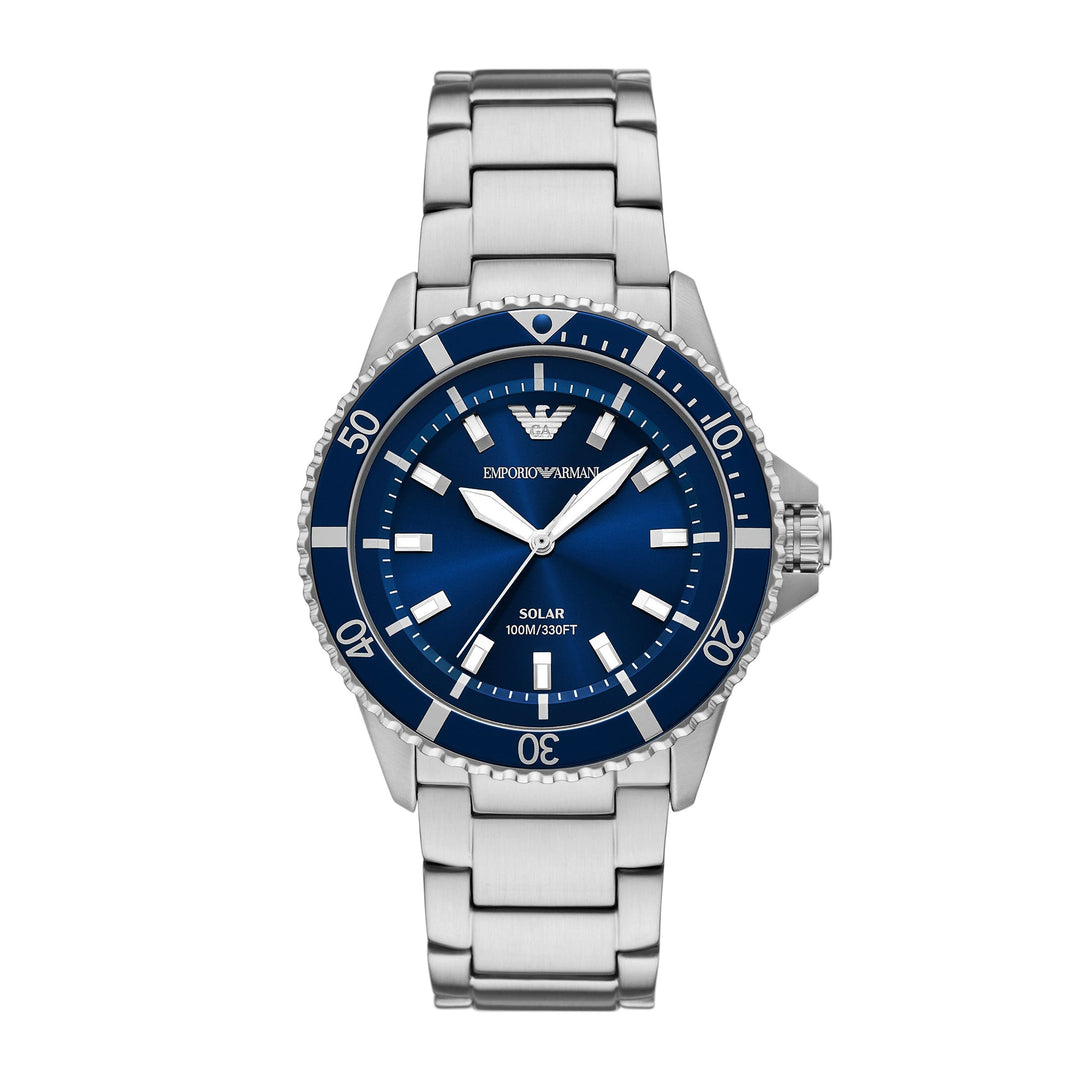 Emporio Armani Men's World Explorer Solar-Powered Three-Hand Stainless Steel Watch