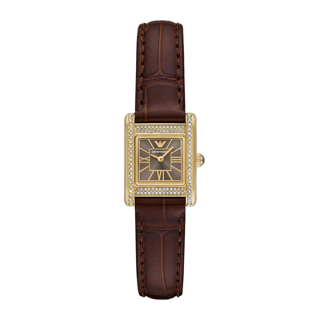 Emporio Armani Women's Two-Hand Brown Leather Watch
