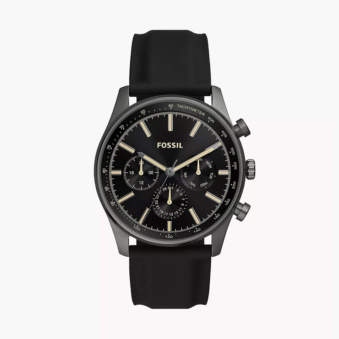 Fossil Sullivan Men's Black Silicone Watch