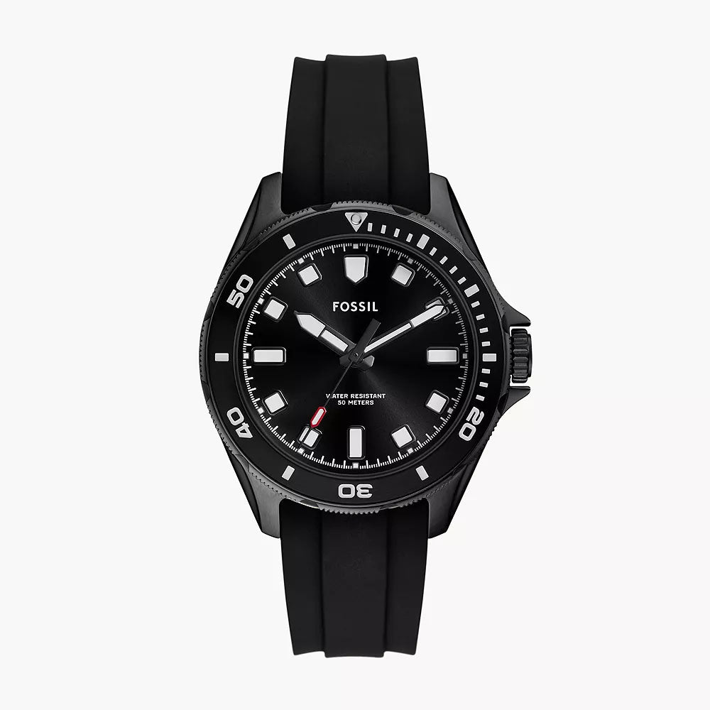Fossil Dalton Three-Hand Black Silicone Watch
