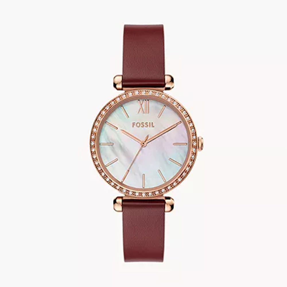 Fossil Tillie Three-Hand Maroon Leather Watch