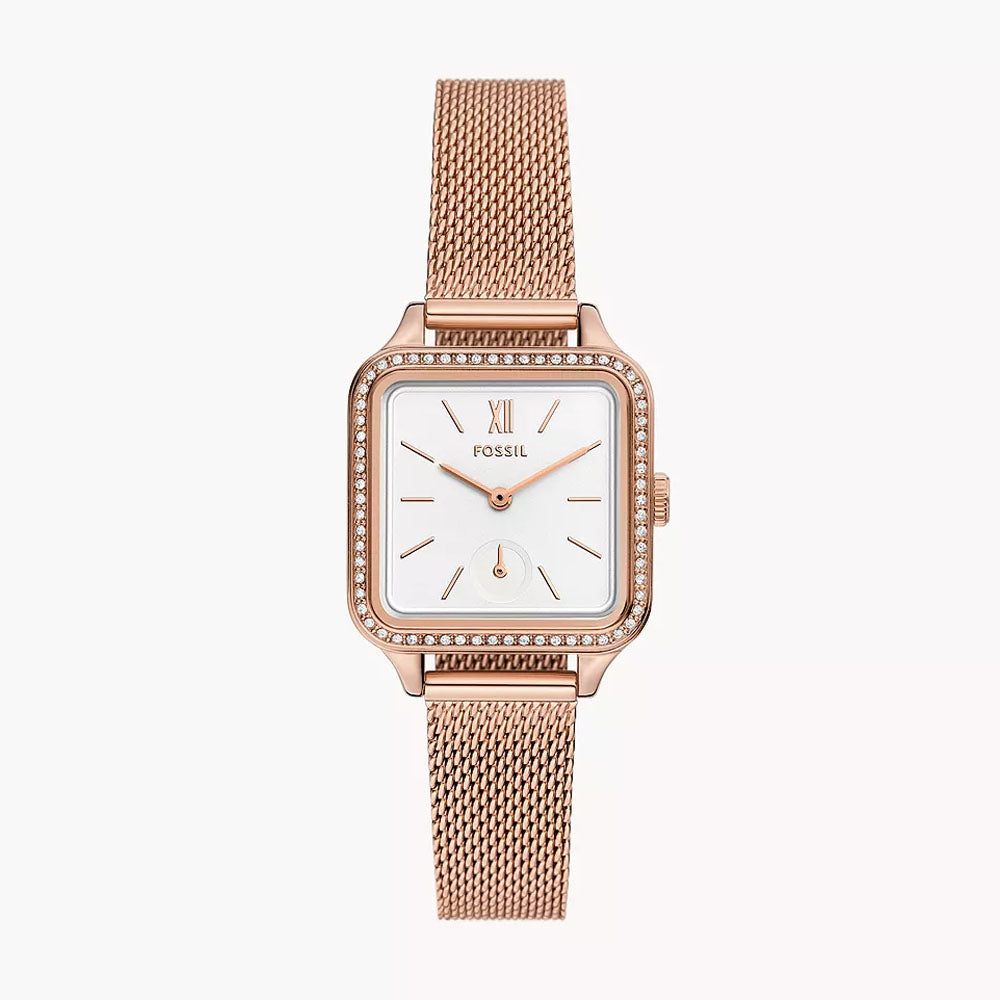 Fossil Colleen Three-Hand Rose Gold-Tone Stainless Steel Mesh Watch