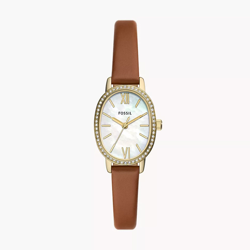 Fossil Penny Three-Hand Medium Brown Leather Watch