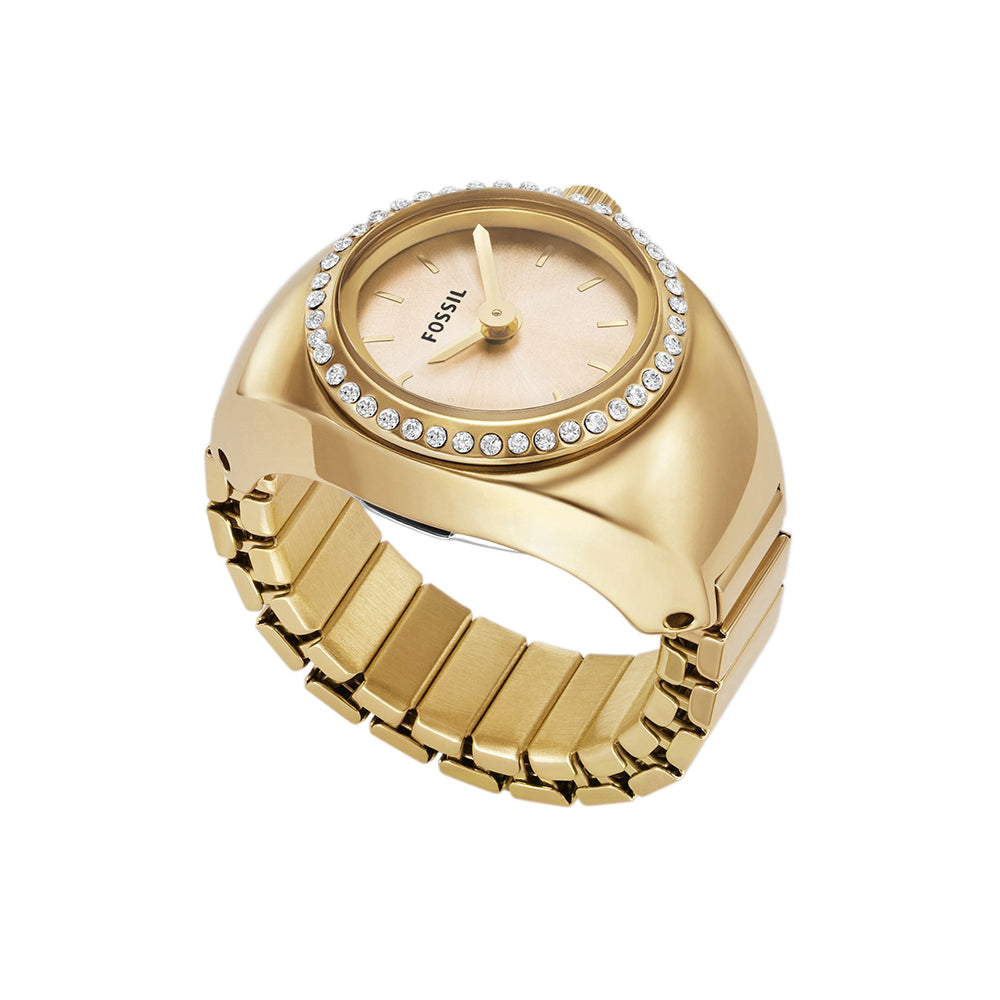 Fossil Watch Ring Two-Hand Gold-Tone Stainless Steel