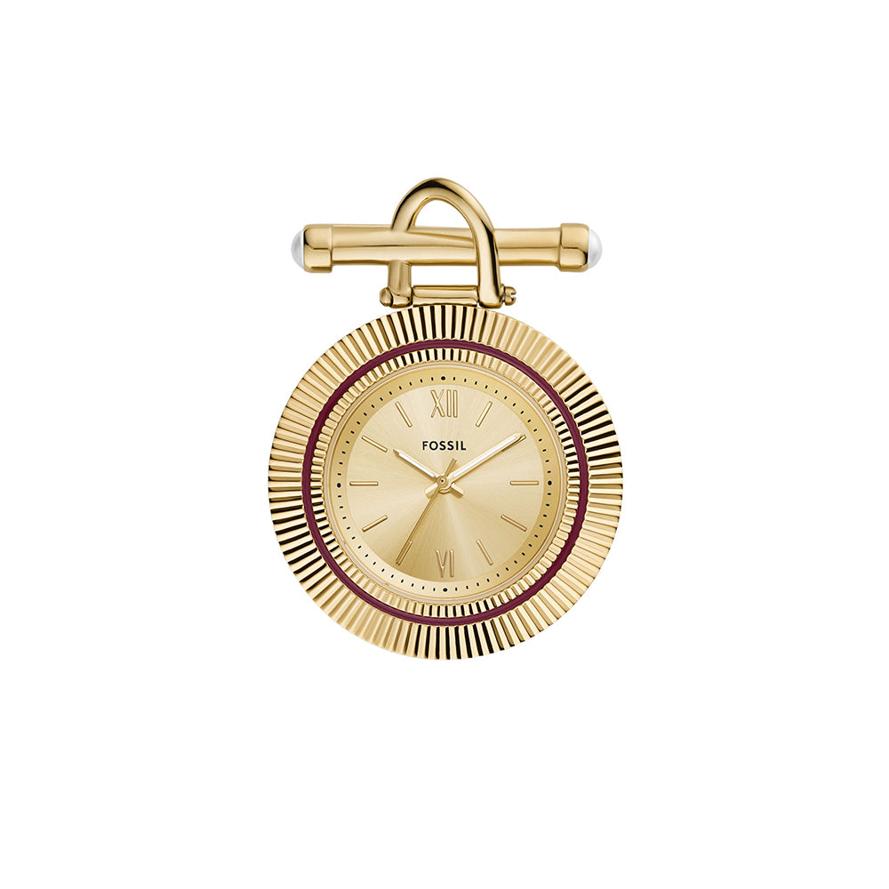 Fossil Scarlette Three-Hand Gold-Tone Stainless Steel Watch Brooch