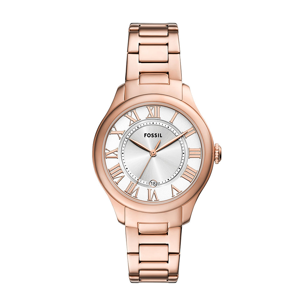 Fossil Gilmore Three-Hand Date Rose Gold-Tone Stainless Steel Watch