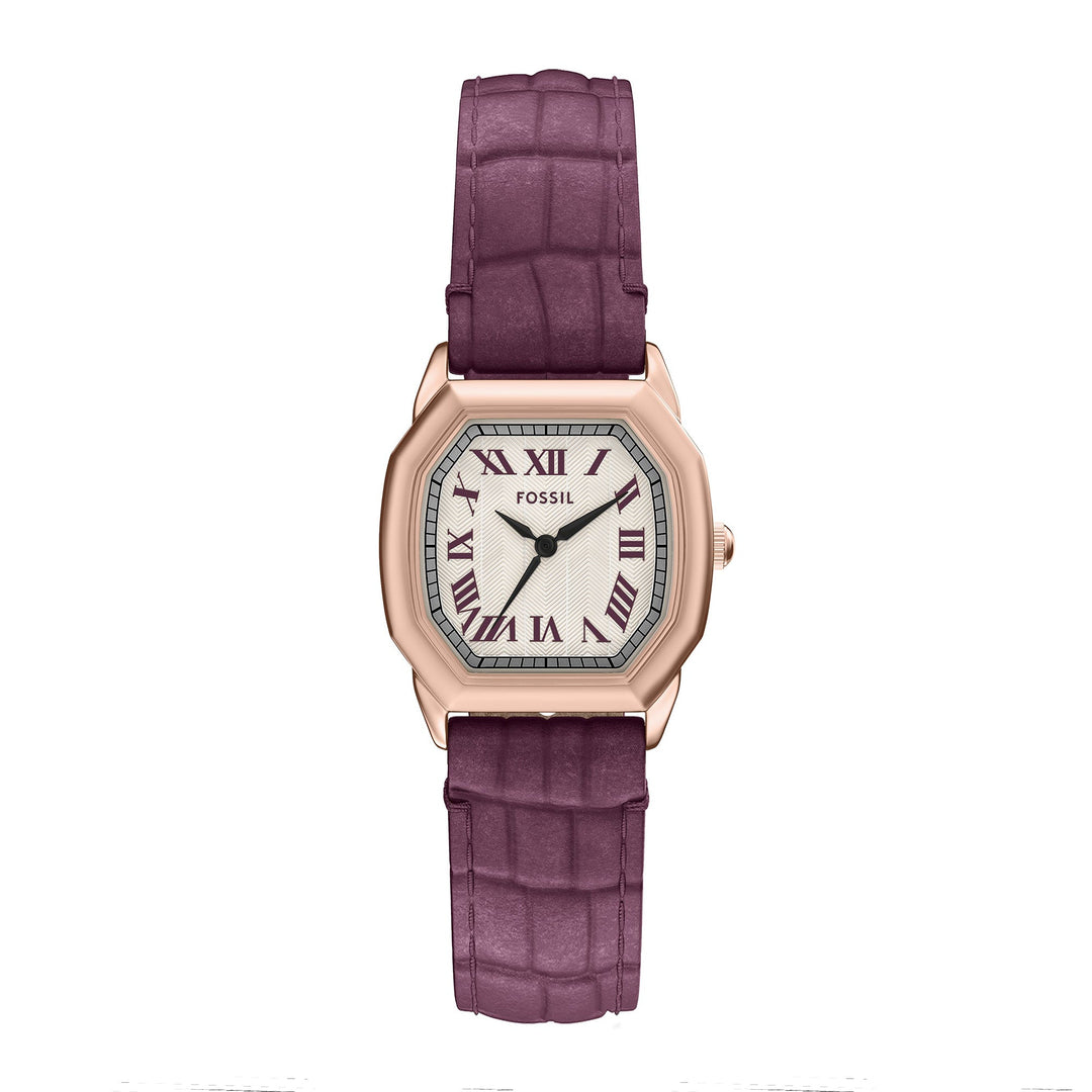 Fossil Women's Harlow Three-Hand Burgundy Croco Leather Watch