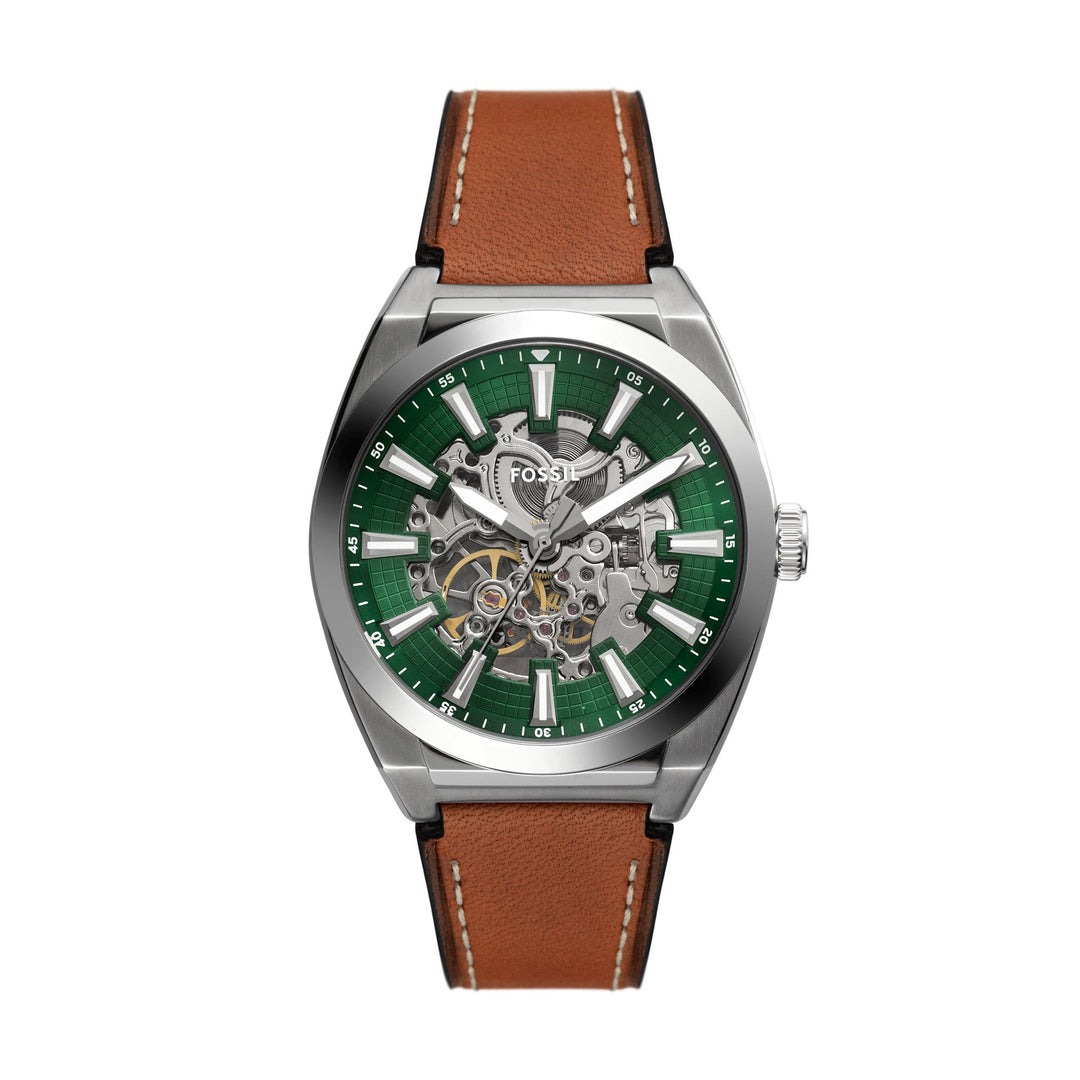 Fossil Everett Silver Leather Men's Watch