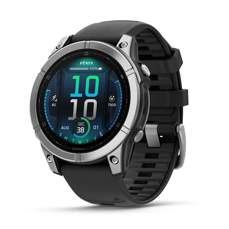 Garmin Fenix E 47mm Amoled Stainless Steel With Black Silicone Band