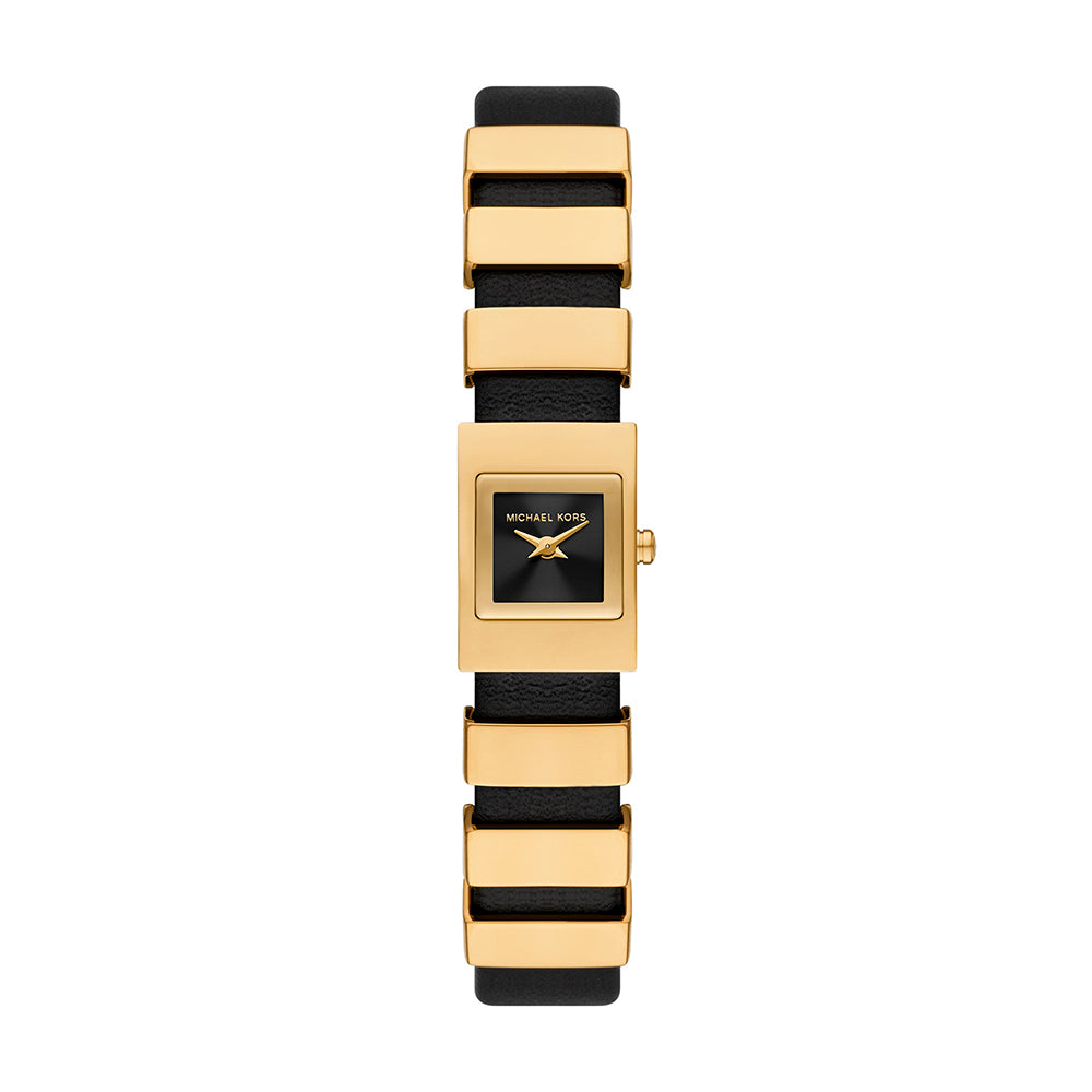 Michael Kors Darrington Two-Hand Black Leather Watch