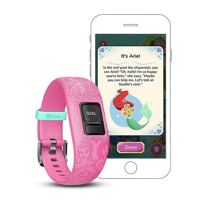 Garmin Vivofit Jr. 2 Silicone Princess Character Icons Strap Full Color Display Dial Watch - 010-01909-14