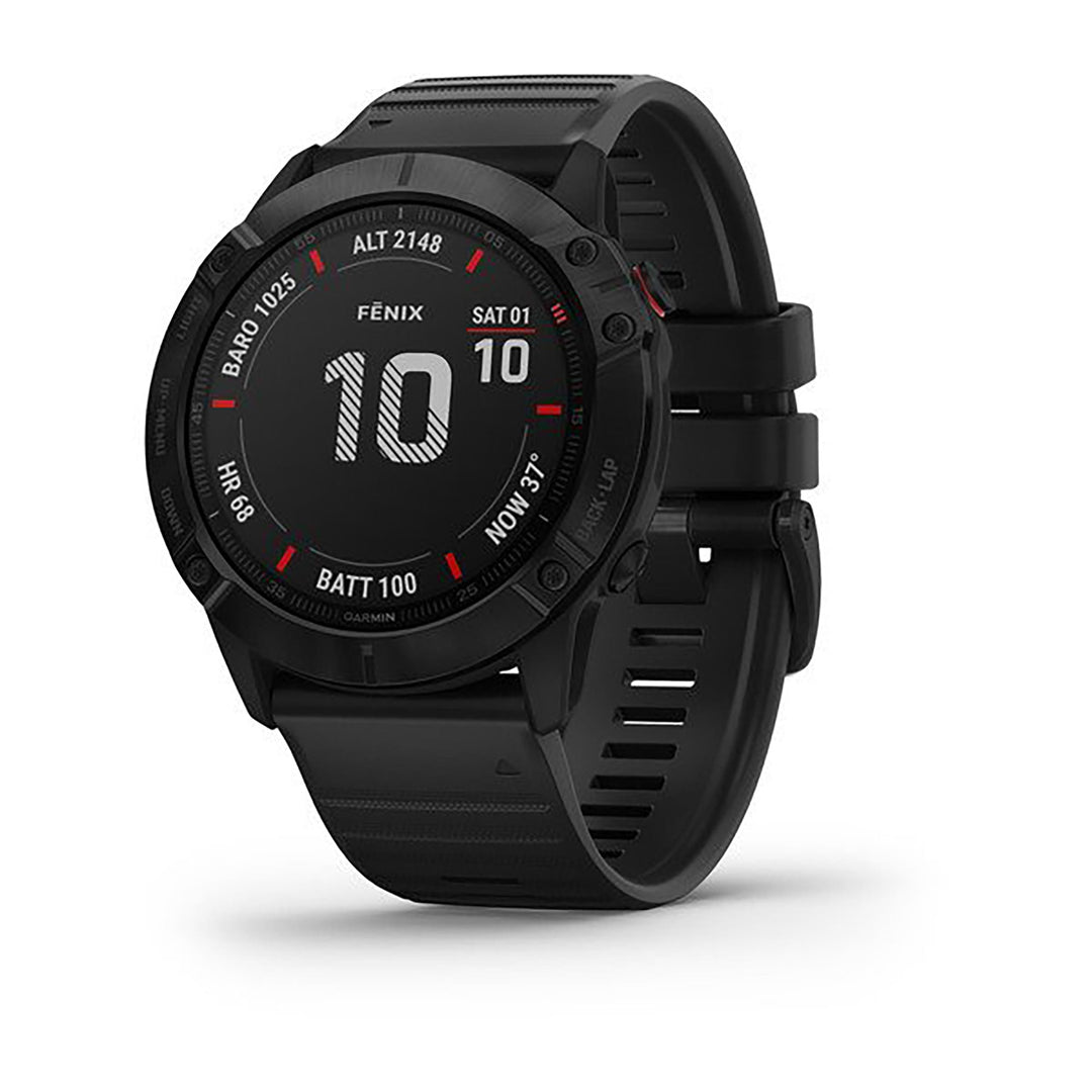 Garmin Fenix 6X Pro And Sapphire Editions Gorilla Glass Silicone Black Strap Full Color Display Dial Watch - 010-02157-01