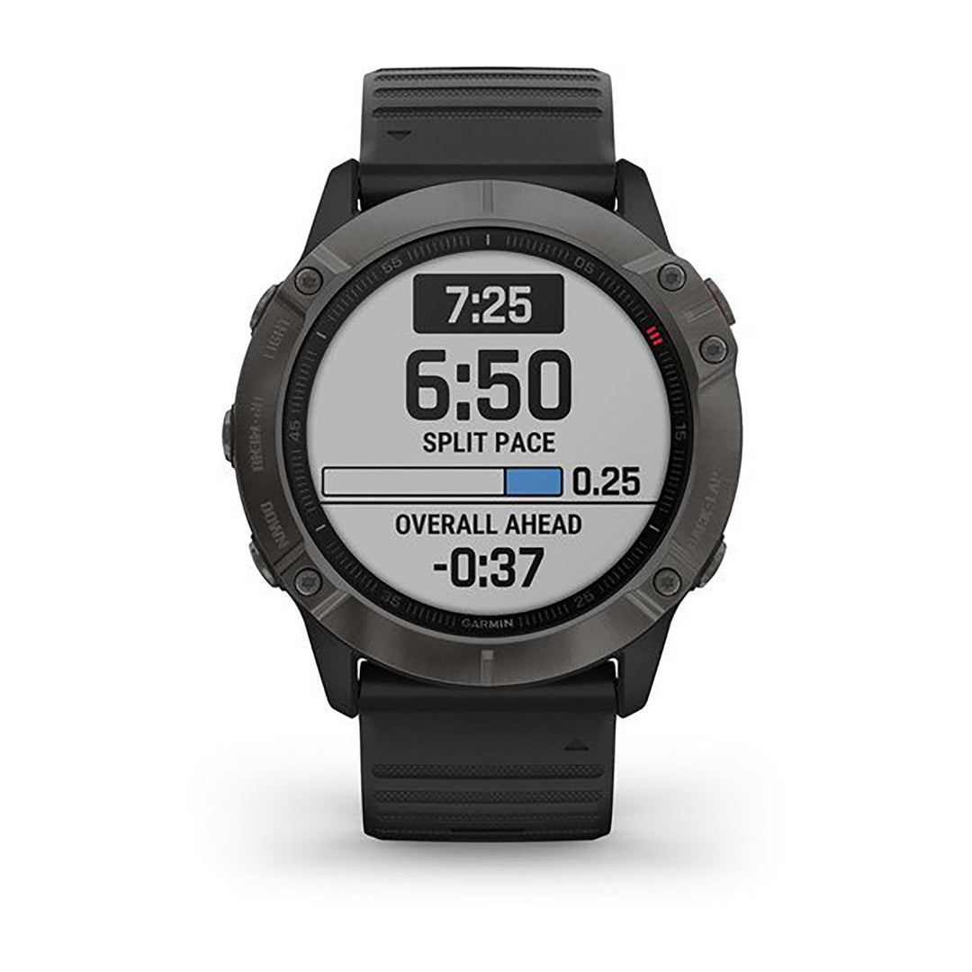 Garmin Fenix 6X Pro And Sapphire Editions Silicone Black Strap Full Color Display Dial Watch - 010-02157-11