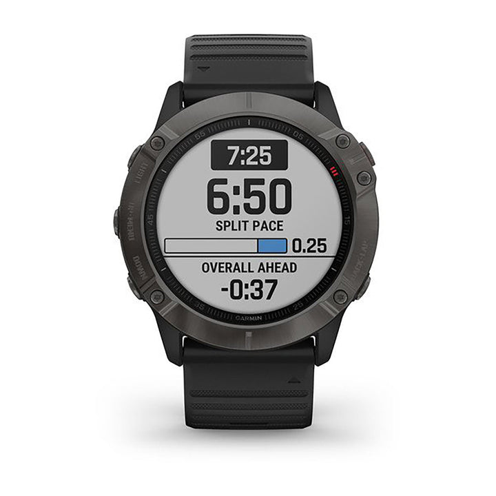Garmin Fenix 6X Pro And Sapphire Editions Silicone Black Strap Full Color Display Dial Watch - 010-02157-11