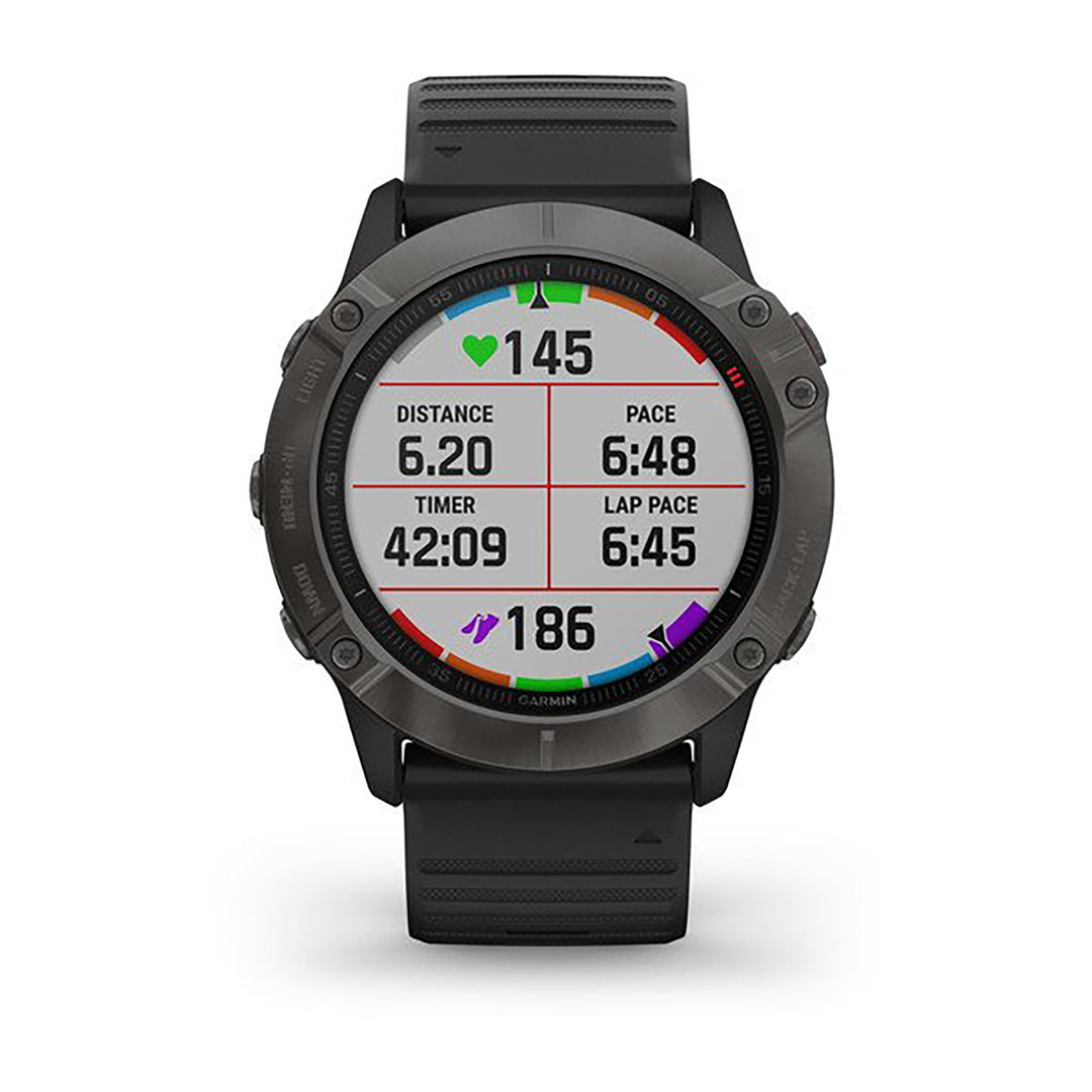 Garmin Fenix 6X Pro And Sapphire Editions Silicone Black Strap Full Color Display Dial Watch - 010-02157-11