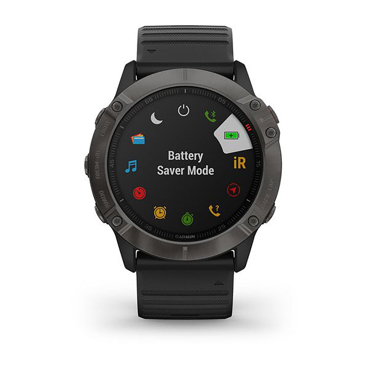 Garmin Fenix 6X Pro And Sapphire Editions Silicone Black Strap Full Color Display Dial Watch - 010-02157-11