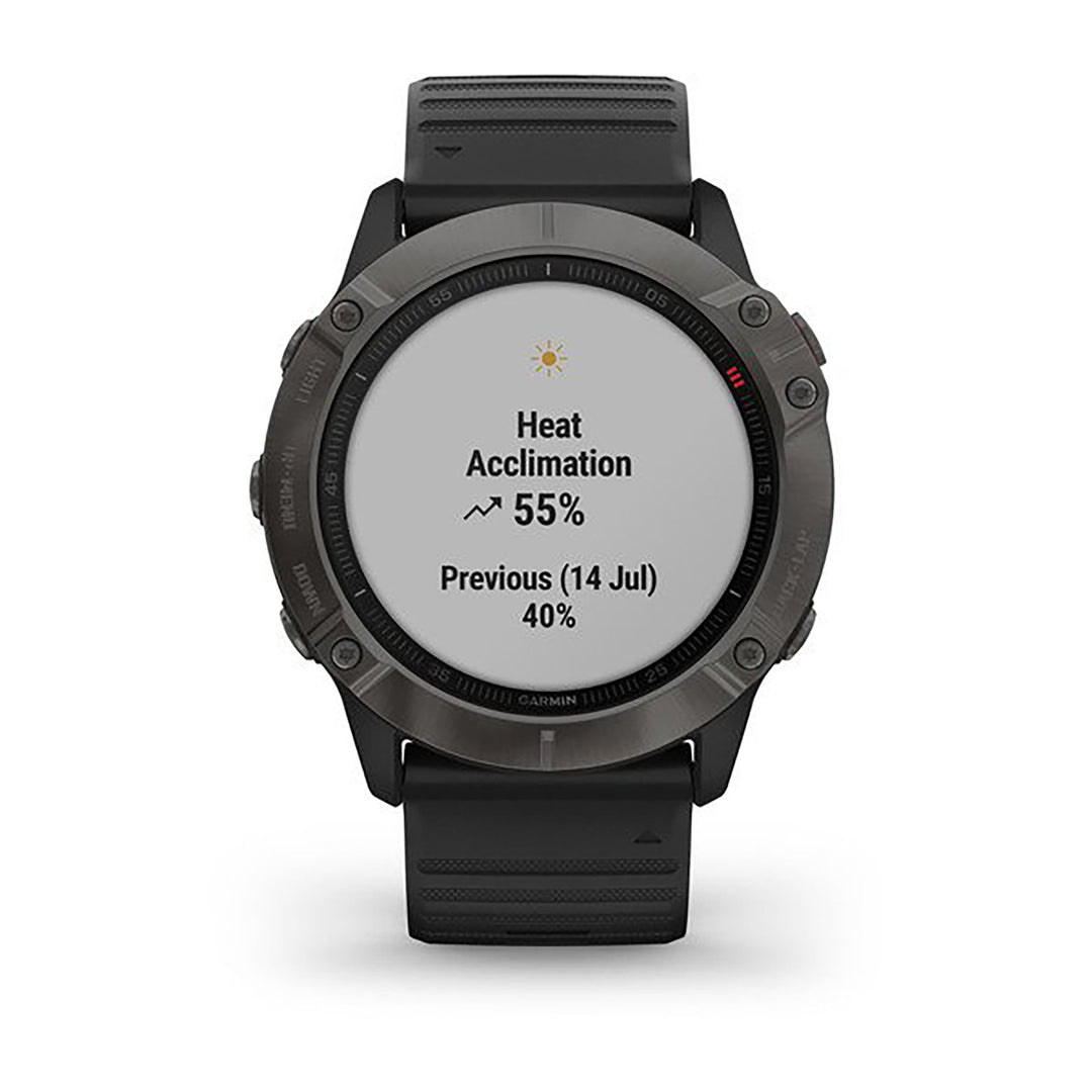 Garmin Fenix 6X Pro And Sapphire Editions Silicone Black Strap Full Color Display Dial Watch - 010-02157-11