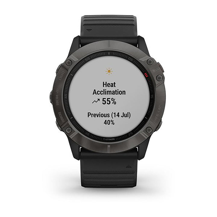 Garmin Fenix 6X Pro And Sapphire Editions Silicone Black Strap Full Color Display Dial Watch - 010-02157-11