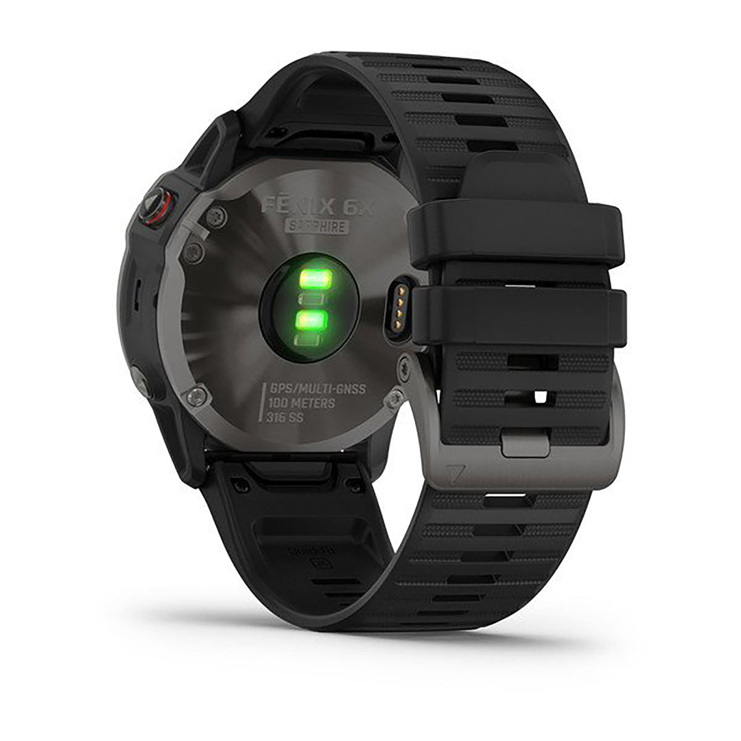 Garmin Fenix 6X Pro And Sapphire Editions Silicone Black Strap Full Color Display Dial Watch - 010-02157-11