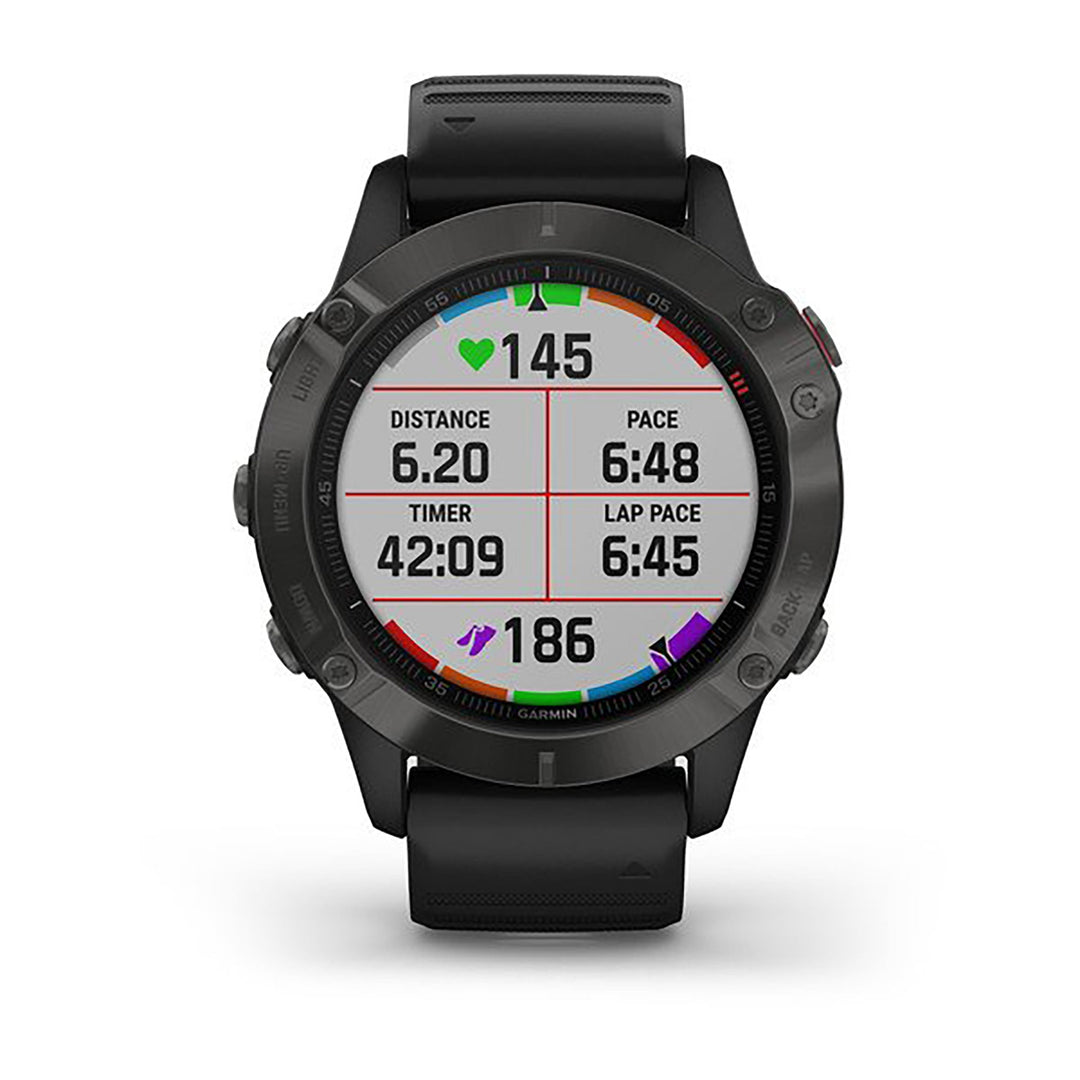 Garmin Fenix 6 Silicone Black Strap Full Color Display Dial Watch - 010-02158-11