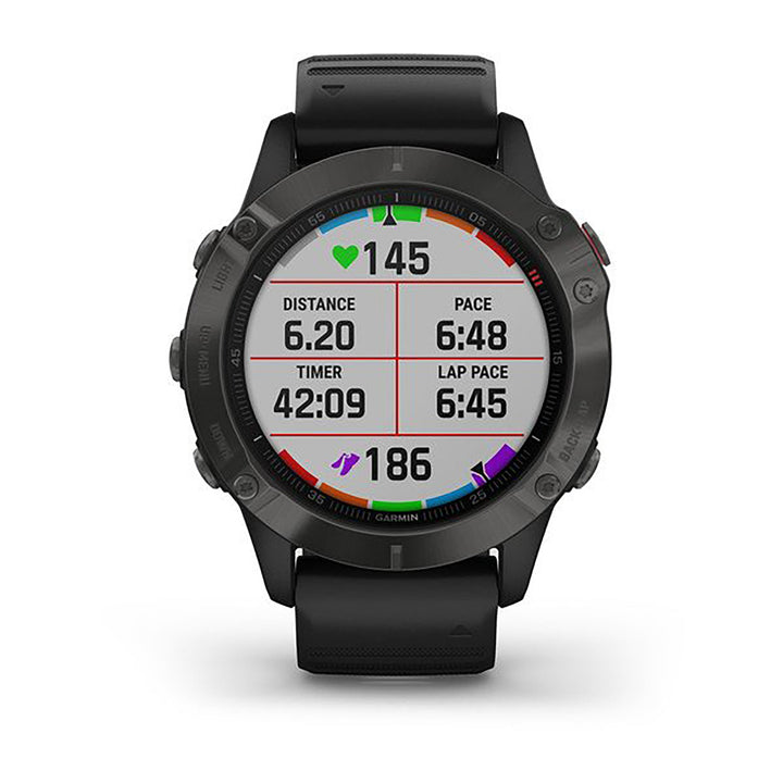 Garmin Fenix 6 Silicone Black Strap Full Color Display Dial Watch - 010-02158-11
