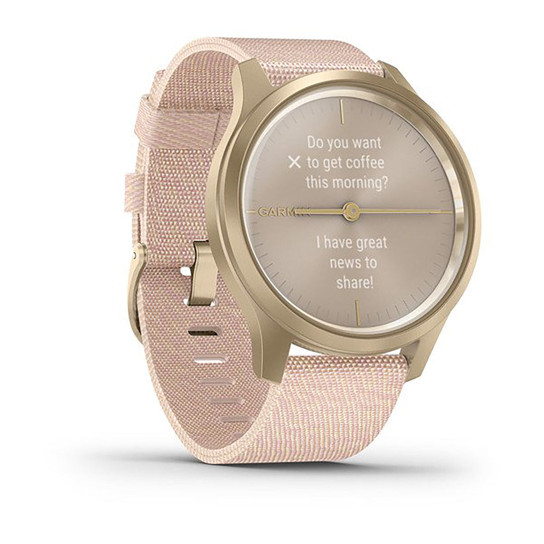 Garmin Vivimove Style Nylon Blush Pink Strap Full Color Display Dial Watch - 010-02240-22