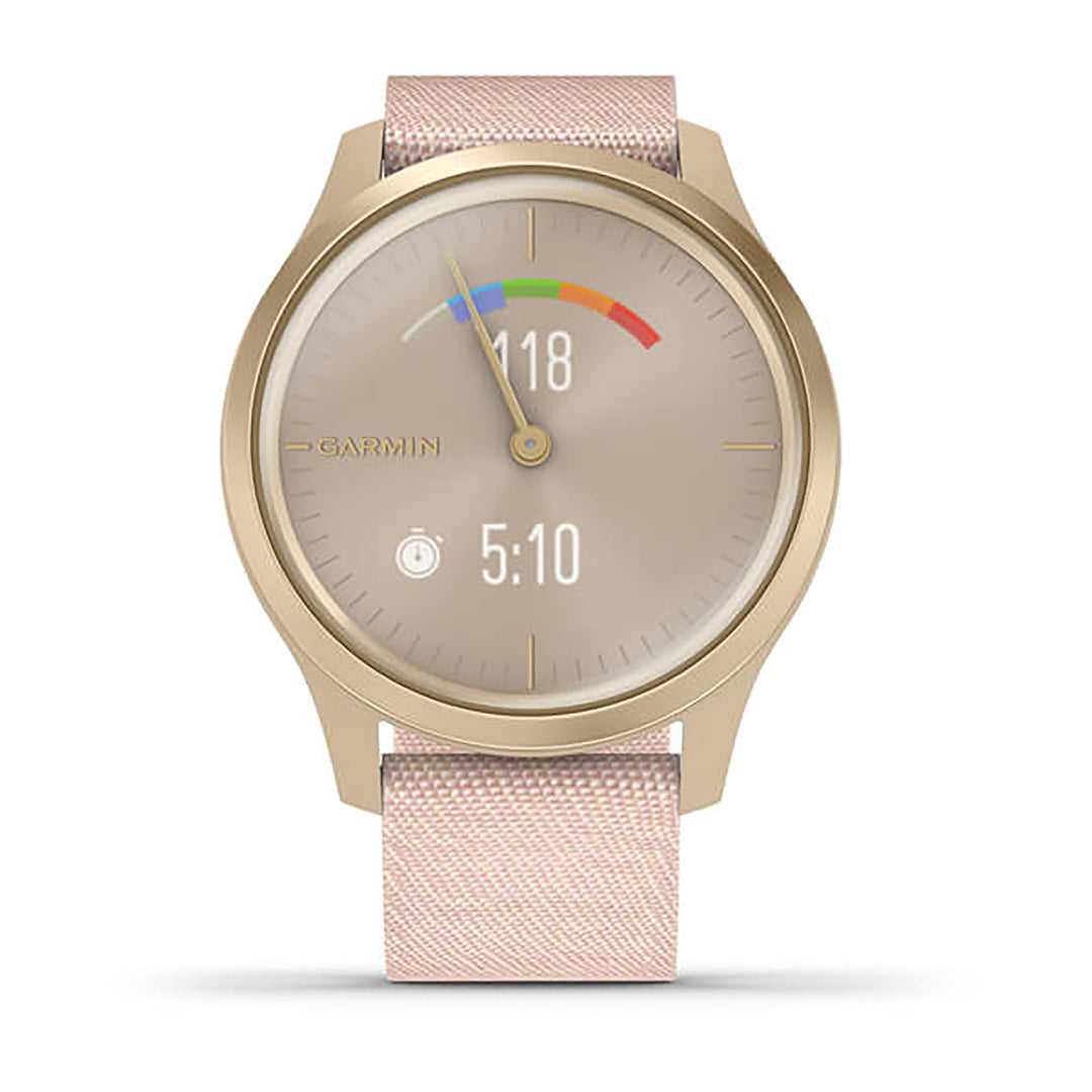 Garmin Vivimove Style Nylon Blush Pink Strap Full Color Display Dial Watch - 010-02240-22