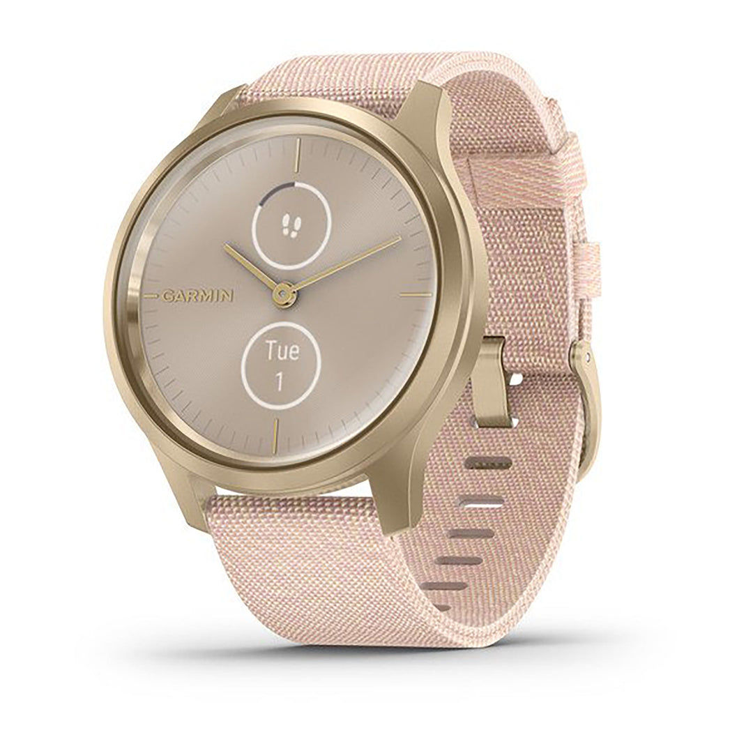Garmin Vivimove Style Nylon Blush Pink Strap Full Color Display Dial Watch - 010-02240-22