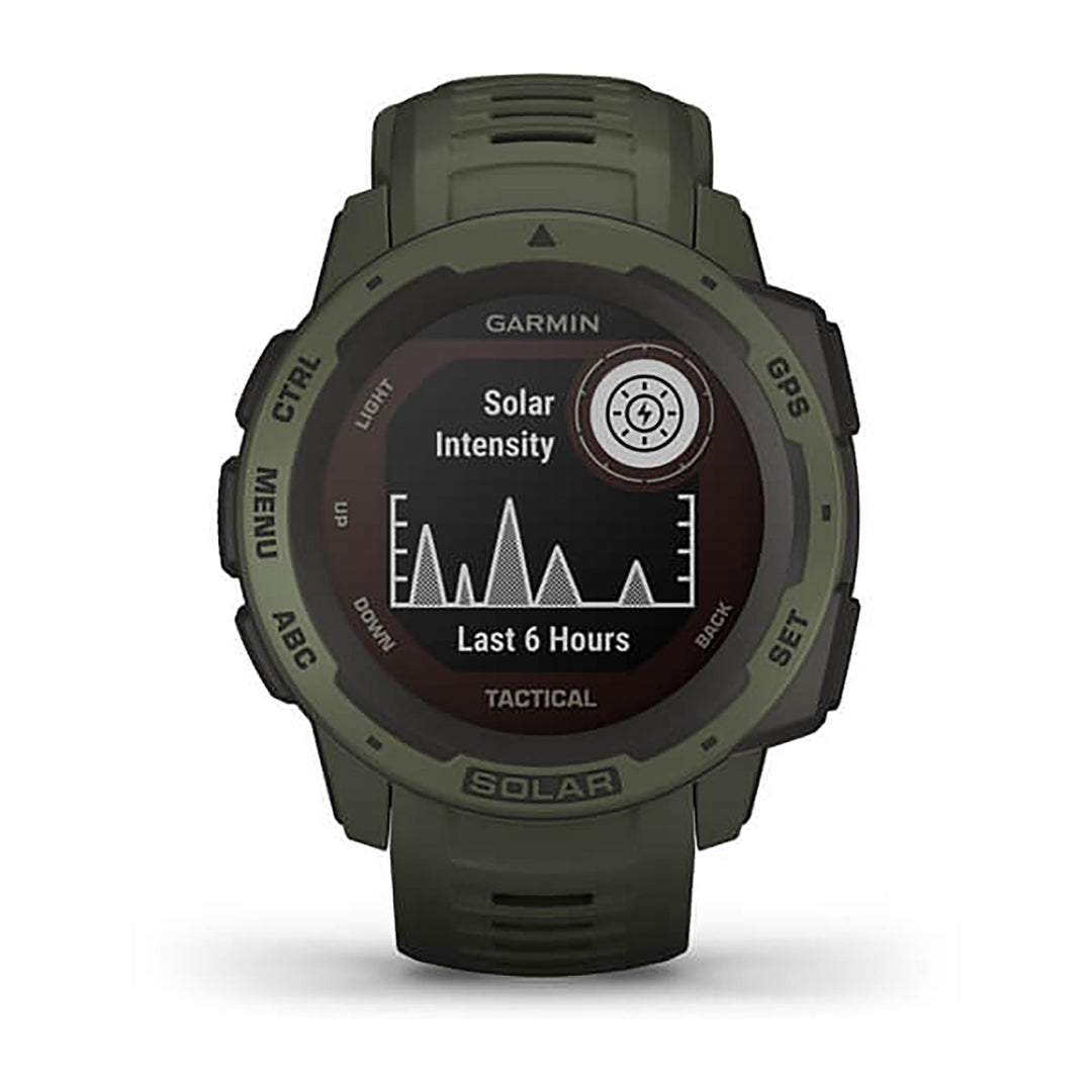 Garmin Instinct Solar Tactical Edition Silicone Moss Strap Full Color Display Dial Watch - 010-02293-04