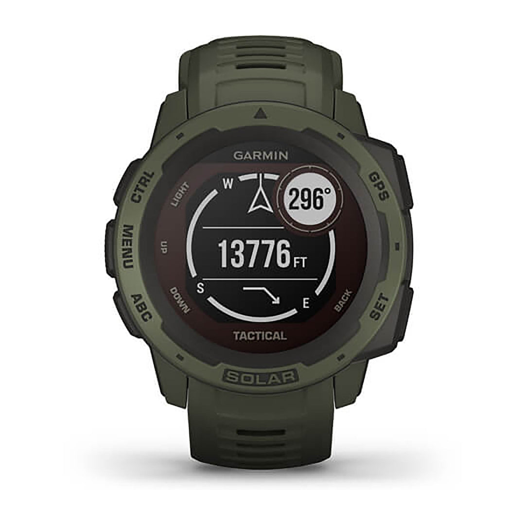 Garmin Instinct Solar Tactical Edition Silicone Moss Strap Full Color Display Dial Watch - 010-02293-04