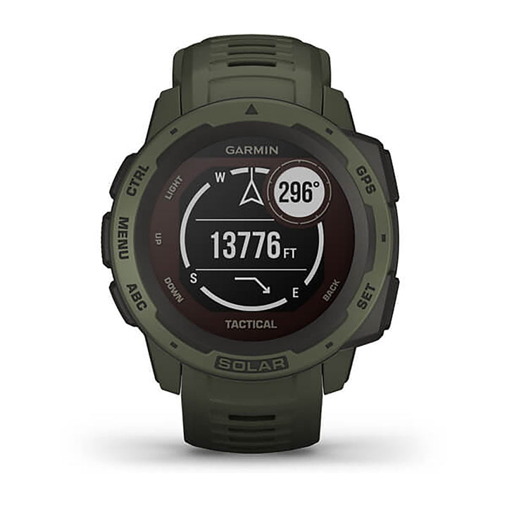 Garmin Instinct Solar Tactical Edition Silicone Moss Strap Full Color Display Dial Watch - 010-02293-04
