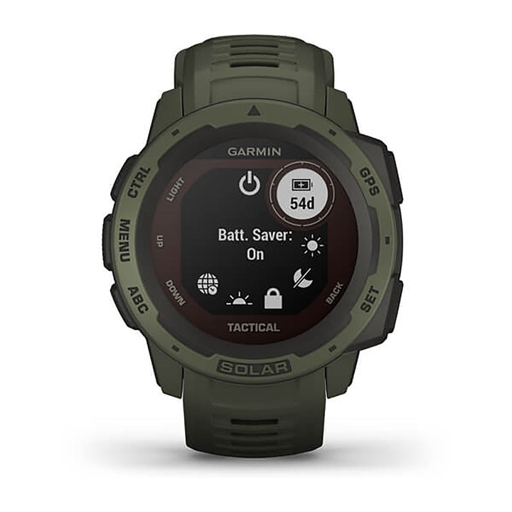 Garmin Instinct Solar Tactical Edition Silicone Moss Strap Full Color Display Dial Watch - 010-02293-04
