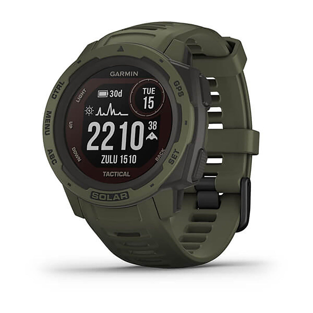 Garmin Instinct Solar Tactical Edition Silicone Moss Strap Full Color Display Dial Watch - 010-02293-04