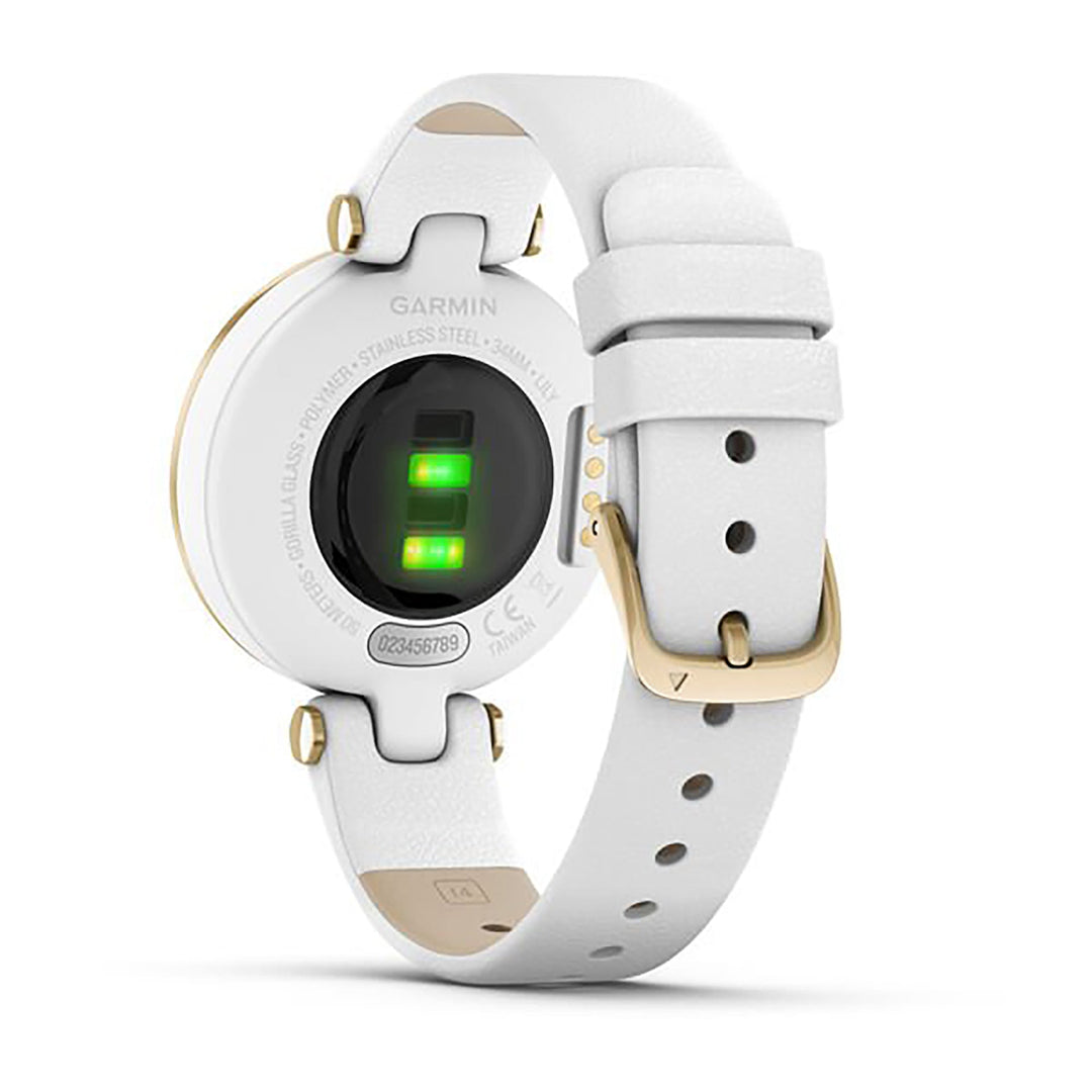 Garmin Lily Leather White Strap Full Color Display Dial Watch - 010-02384-B3
