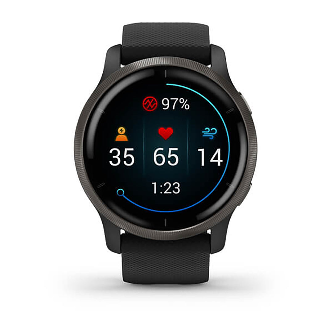 Garmin Venu 2 S Silicone Black Strap Full Color Display Dial Watch - 010-02430-11