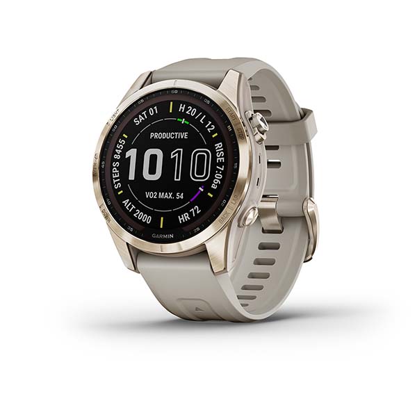 Garmin Fenix 7S Sapphire Cream Gold Titanium With Light Sand Band Full Display Watch - 010-02539-21