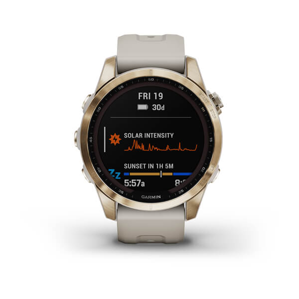 Garmin Fenix 7S Sapphire Cream Gold Titanium With Light Sand Band Full Display Watch - 010-02539-21