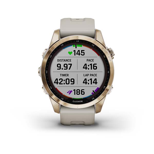 Garmin Fenix 7S Sapphire Cream Gold Titanium With Light Sand Band Full Display Watch - 010-02539-21