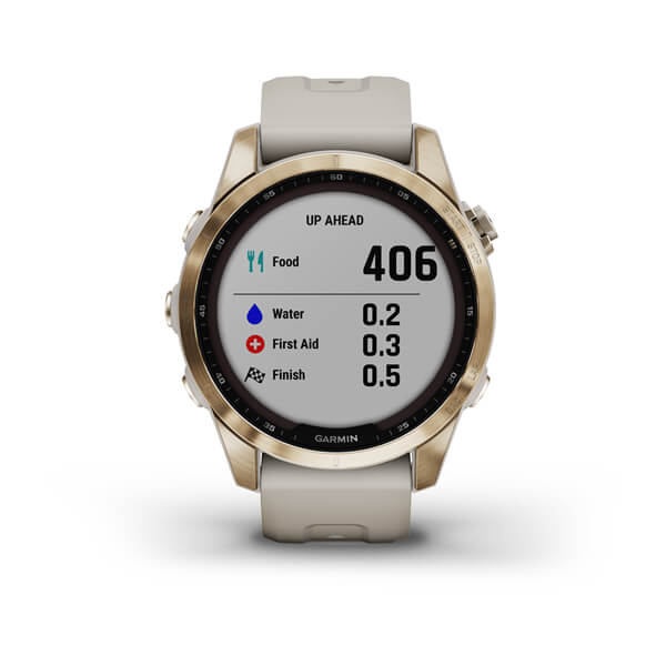 Garmin Fenix 7S Sapphire Cream Gold Titanium With Light Sand Band Full Display Watch - 010-02539-21