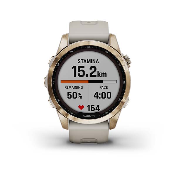 Garmin Fenix 7S Sapphire Cream Gold Titanium With Light Sand Band Full Display Watch - 010-02539-21