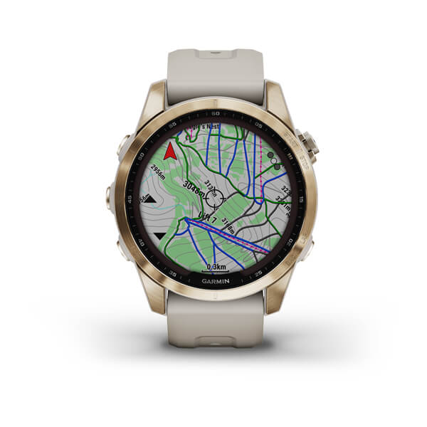 Garmin Fenix 7S Sapphire Cream Gold Titanium With Light Sand Band Full Display Watch - 010-02539-21
