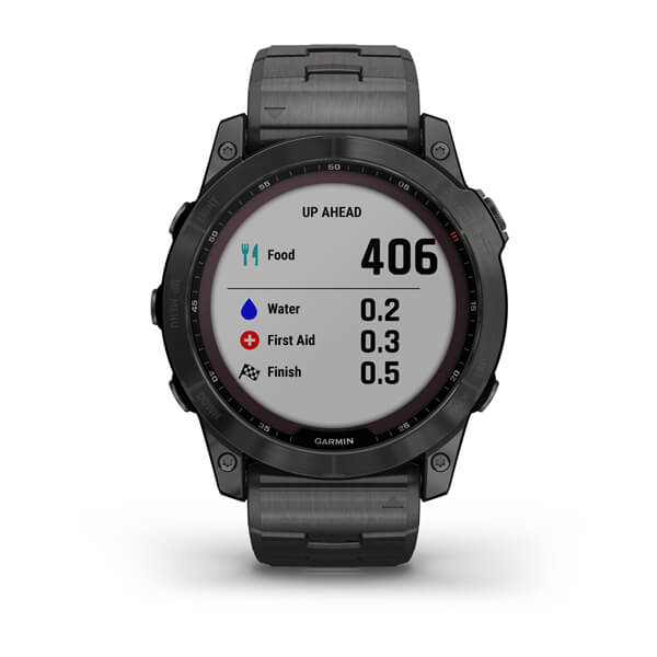 Garmin Fenix 7X Sapphire Solar Carbon Grey DLC Vented Titanium Band Full Display Watch - 010-02541-27