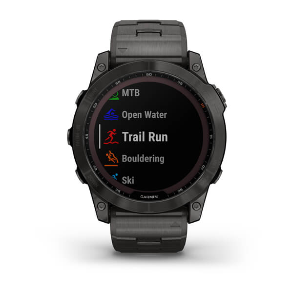 Garmin Fenix 7X Sapphire Solar Carbon Grey DLC Vented Titanium Band Full Display Watch - 010-02541-27
