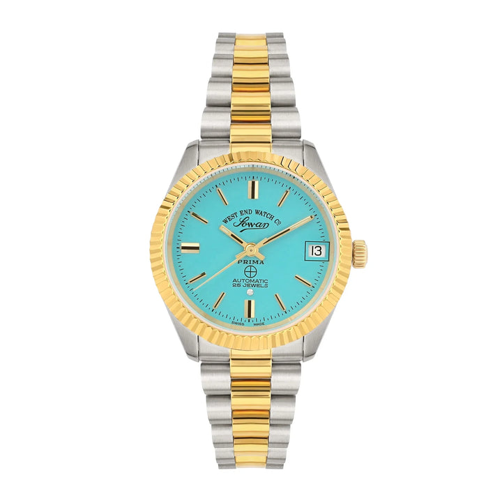 West End The Classics Ladies 32mm Two-Tone Automatic Watch Turquoise Dial
